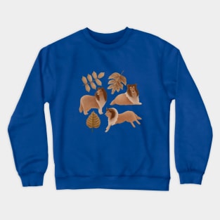 Rough Collie playing with the leaves Crewneck Sweatshirt